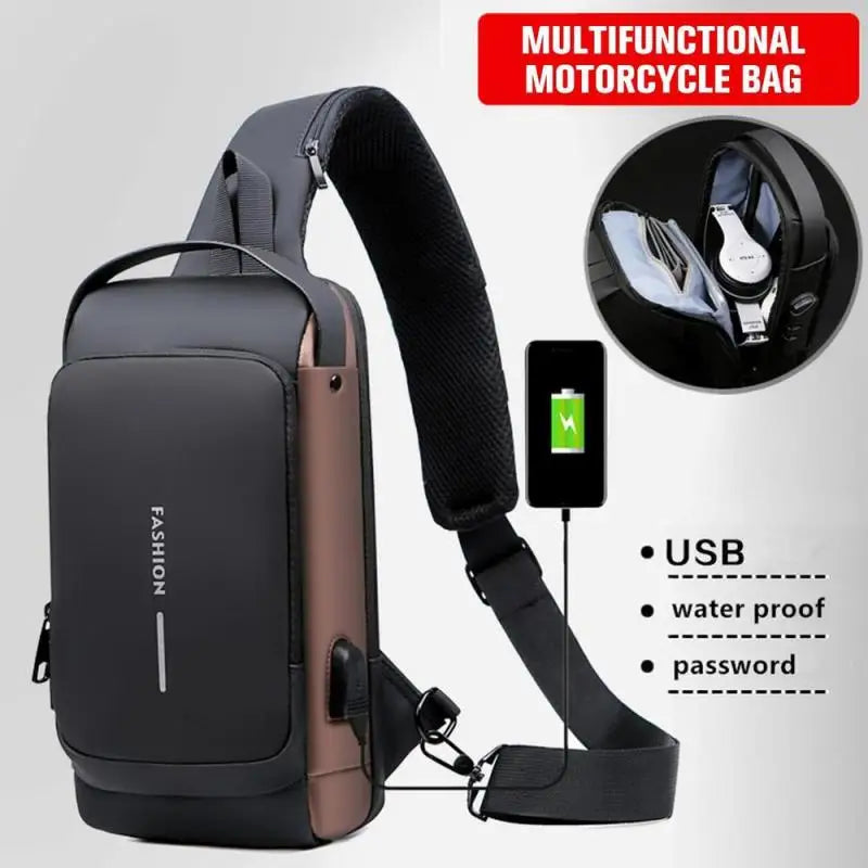 Men's Anti-Theft Chest Bag - USB Charging Crossbody Sling Pack for Sports and Travel
