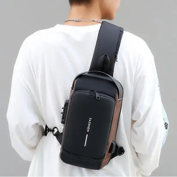 Men's Anti-Theft Chest Bag - USB Charging Crossbody Sling Pack for Sports and Travel