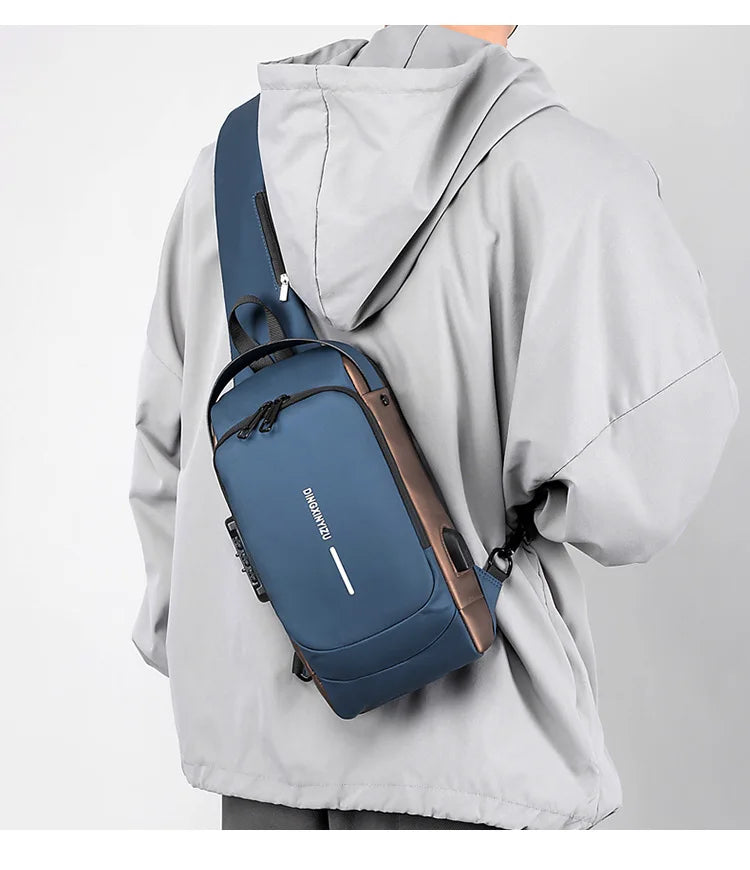 Men's Anti-Theft Chest Bag - USB Charging Crossbody Sling Pack for Sports and Travel
