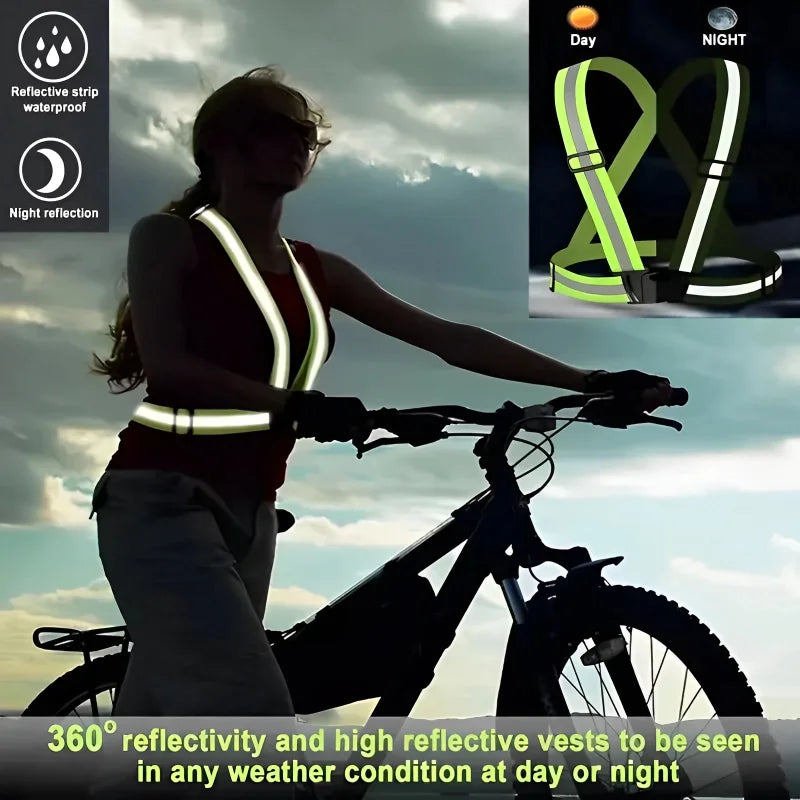 Reflective Safety Vest - Lightweight Adjustable Hi-Vis Jacket for Running and Cycling
