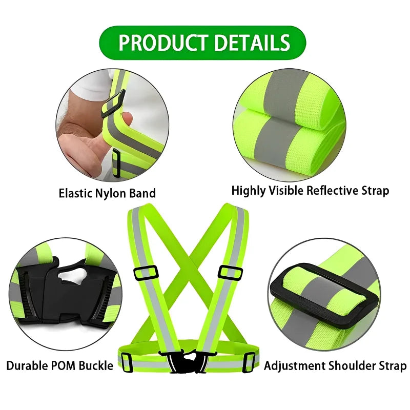 Reflective Safety Vest - Lightweight Adjustable Hi-Vis Jacket for Running and Cycling