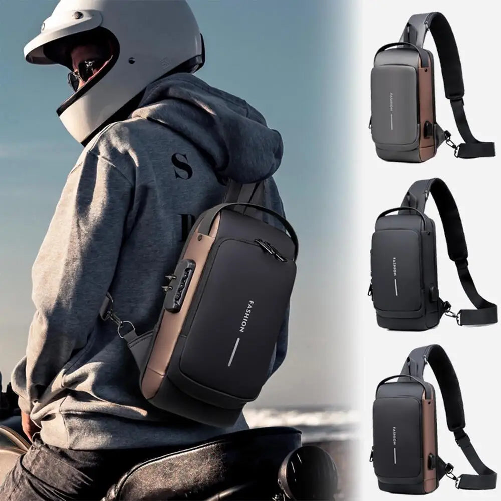 Men's Anti-Theft Chest Bag - USB Charging Crossbody Sling Pack for Sports and Travel