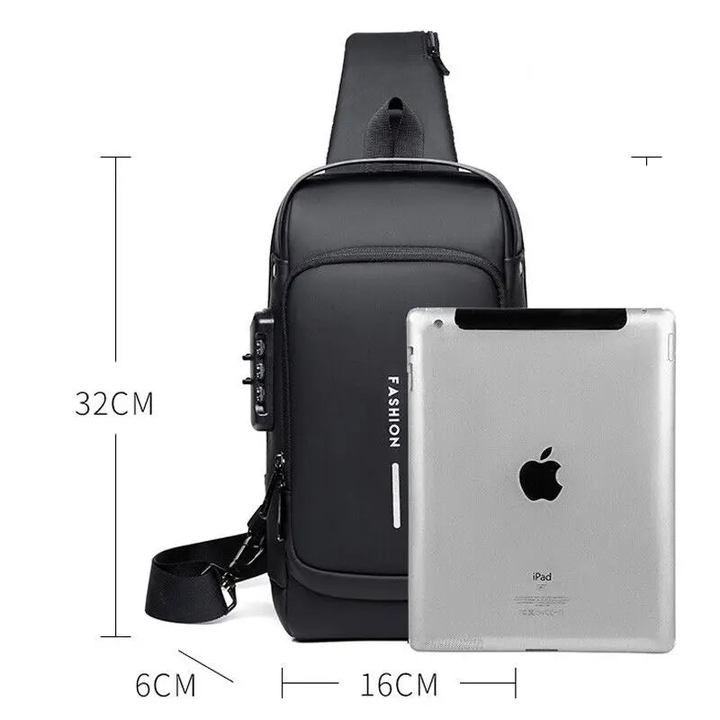 Men's Anti-Theft Chest Bag - USB Charging Crossbody Sling Pack for Sports and Travel