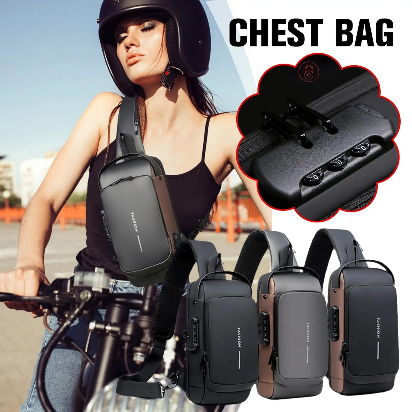 Men's Anti-Theft Chest Bag - USB Charging Crossbody Sling Pack for Sports and Travel