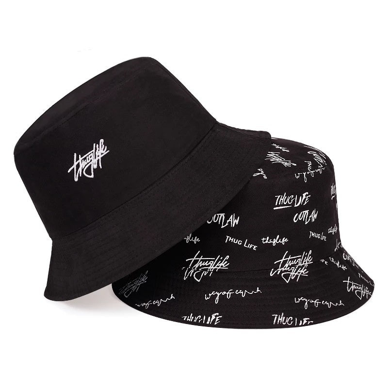 Men's Reversible Bucket Hat with Letter Print - Stylish Sun Protection for Outdoor Activities