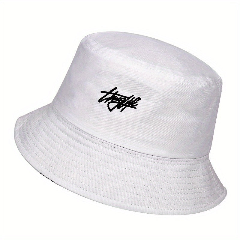 Men's Reversible Bucket Hat with Letter Print - Stylish Sun Protection for Outdoor Activities